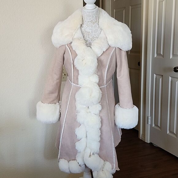 Venus Faux Suede and Shearling Chic Stylish Penny Lane Coat Size 4 - Picture 3 of 8